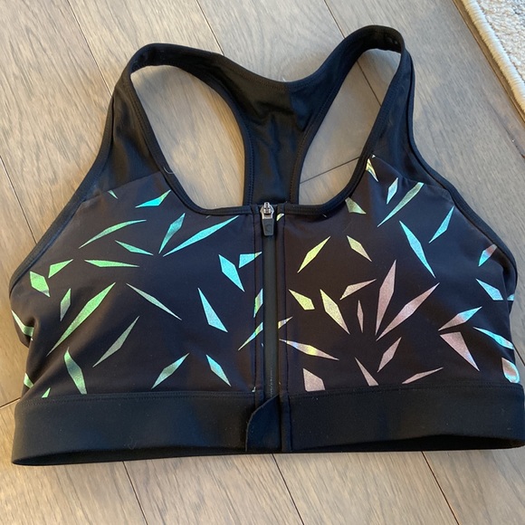 ZYIA Black Rhombus Mirage Luxe Access Bra Front Zip Iridescent - Picture 3 of 6